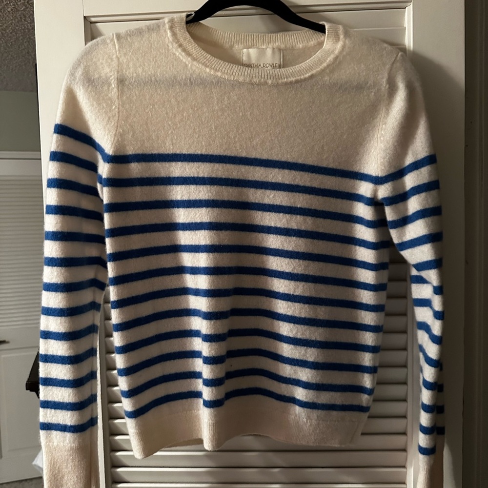 Cynthia Rowley Cream and Blue Striped Sweater
